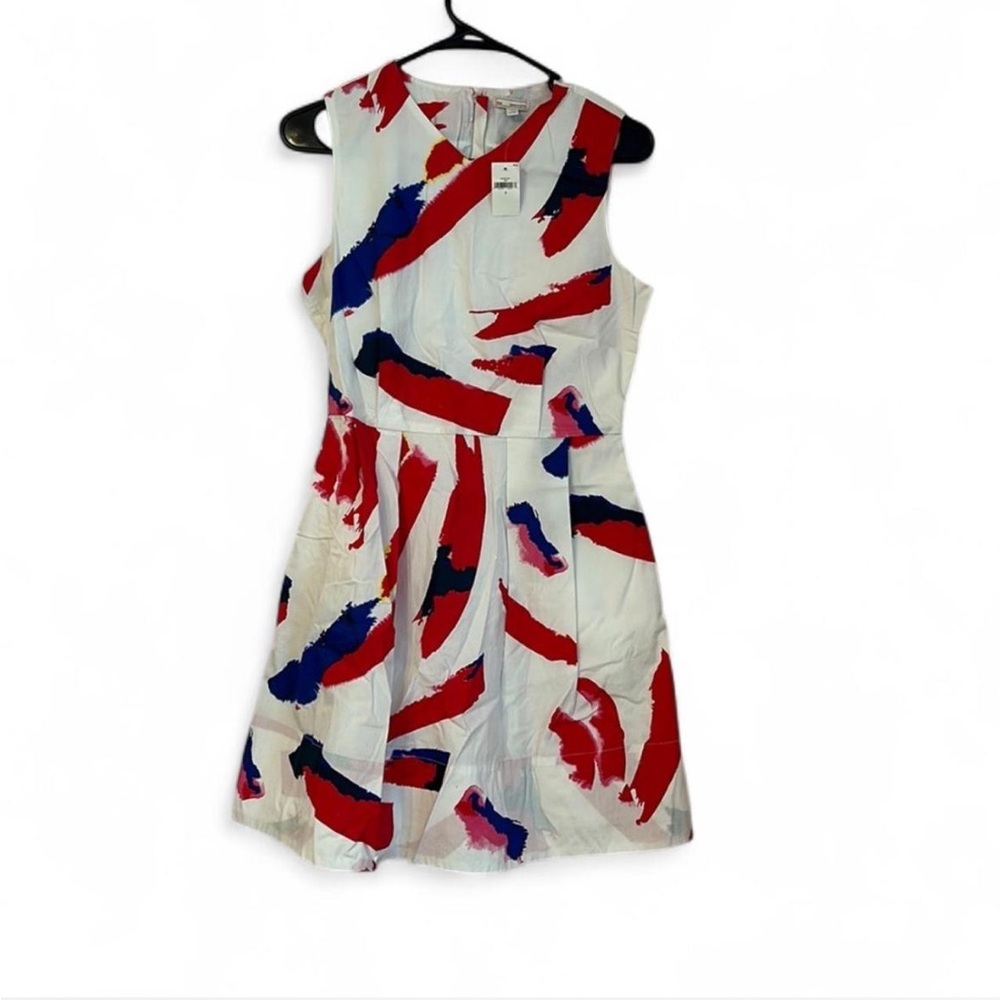 GAP Paint Palette V Neck Fit & Flare Dress NWT Red White Blue size 2